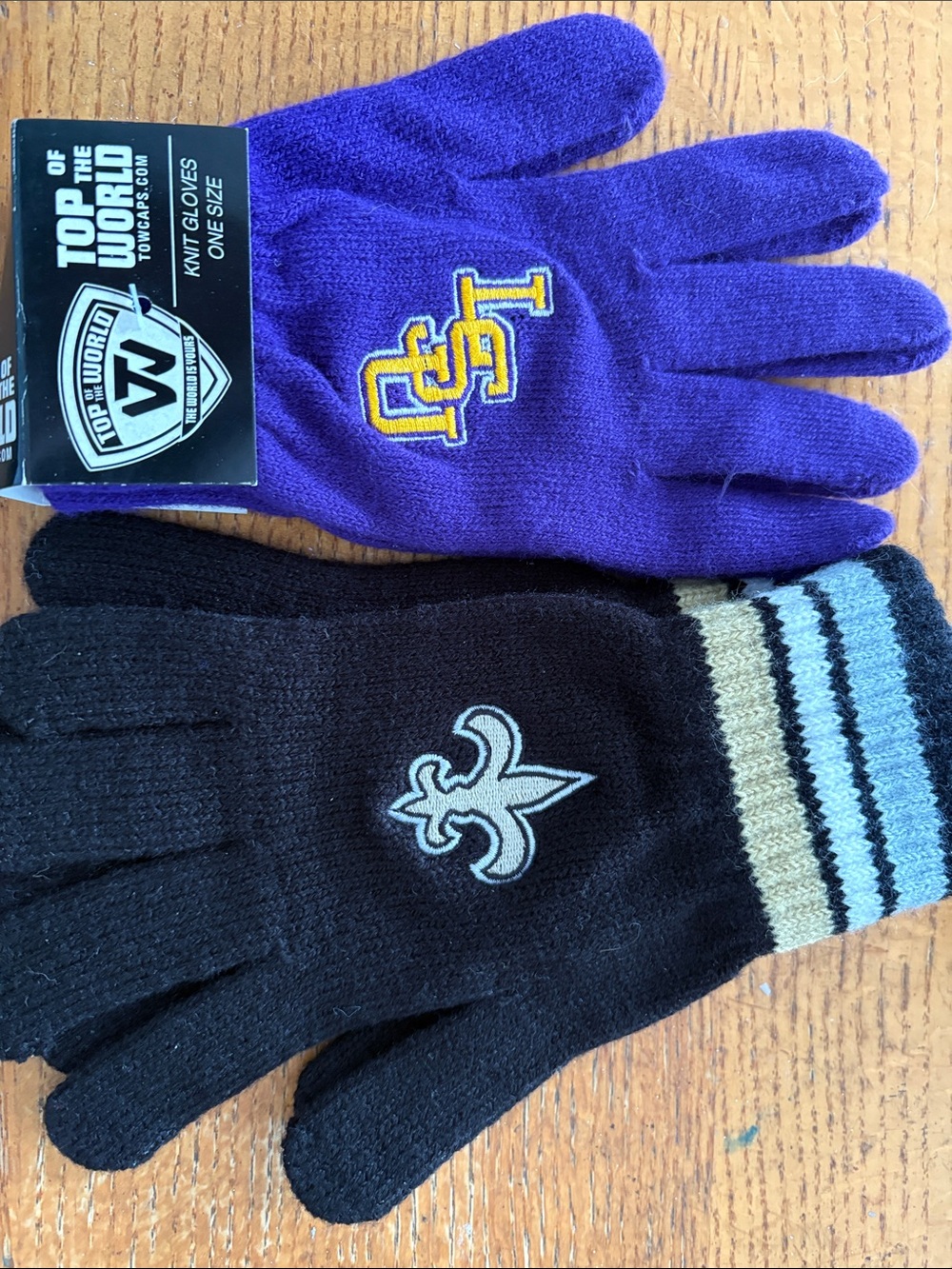 Top of the World Purple & Black Logo Knit Gloves with Striped Cuff